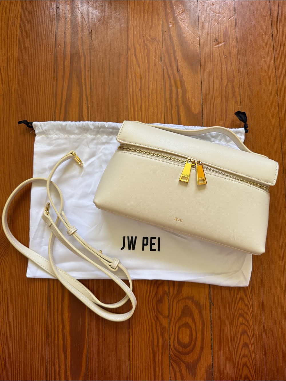 JW PEI Thea Top Handle Cream Crossbody with Gold Hardware and Detachable Strap